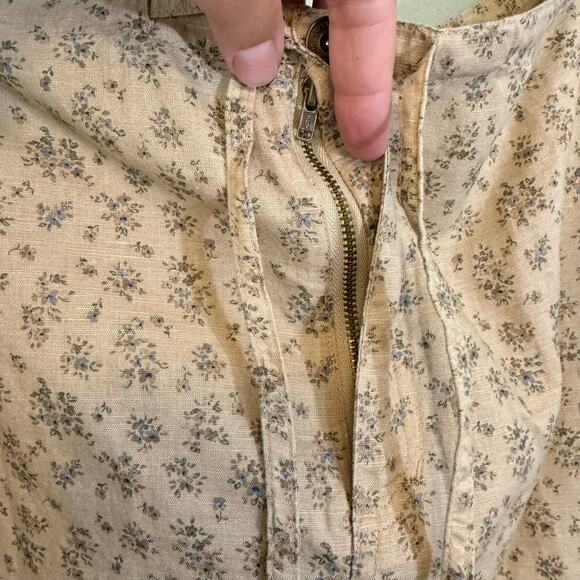 Liz Claiborne Lizwear Maxi Skirt 10 Floral Linen Blend Slit Drawstring Tan NWT - Picture 7 of 11